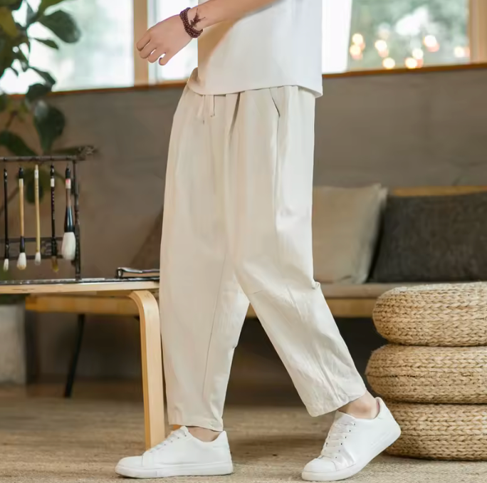 Straight Chino Linen Pants